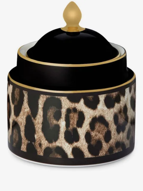 Dolce & Gabbana leopard-print porcelain sugar bowl