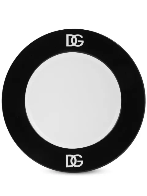 Dolce & Gabbana logo-print porcelain dessert plates (set of 2)