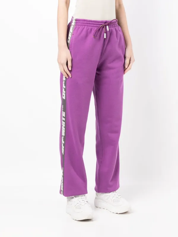 Off-White logo-tape Cotton Track Pants | Purple | FARFETCH