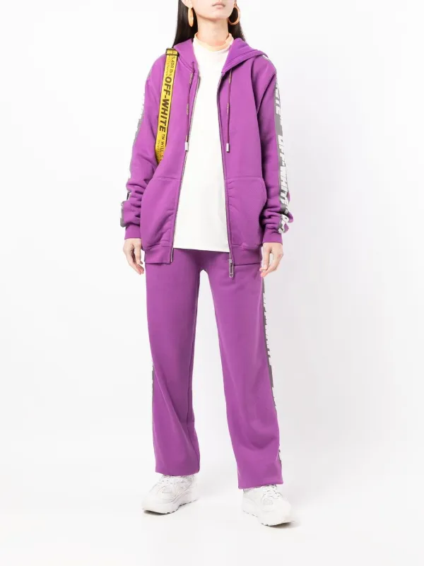 “Off-White” ロゴ バックプリントコットンフーディ Purple Off-White” ロゴ バックプリントコットンフーディ Purple