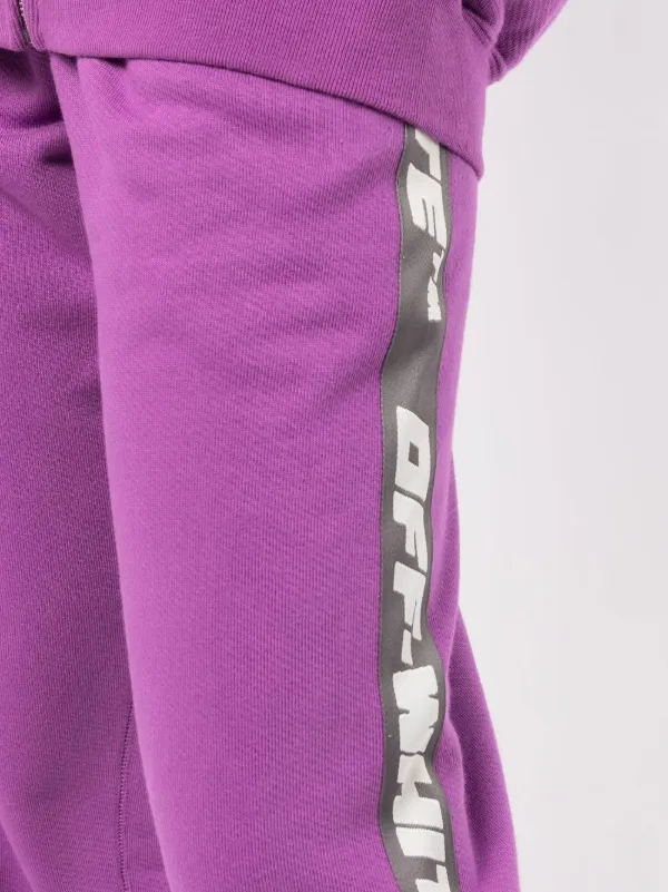 Off-White logo-tape Cotton Track Pants | Purple | FARFETCH