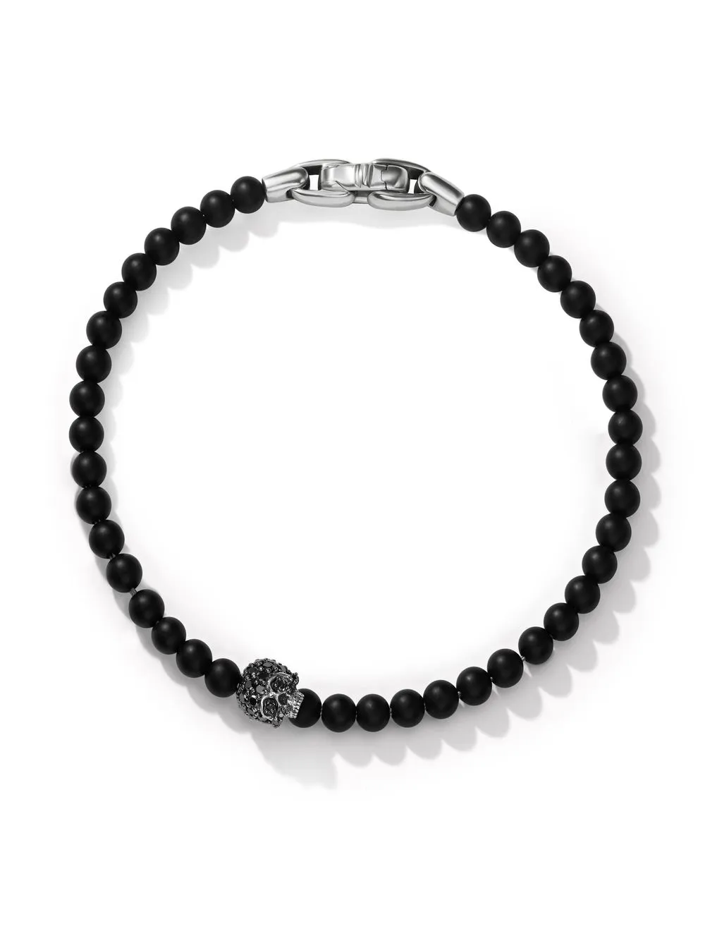 Shop David Yurman Sterling Silver Memento Mori Skull Onyx And Diamond Bracelet In Black