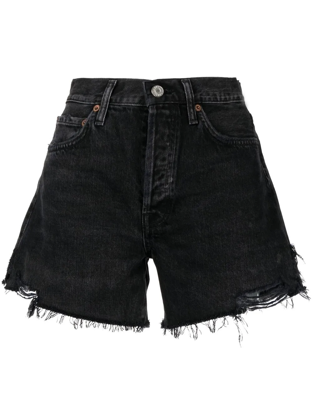 

AGOLDE shorts de mezclilla sin rematar - Negro