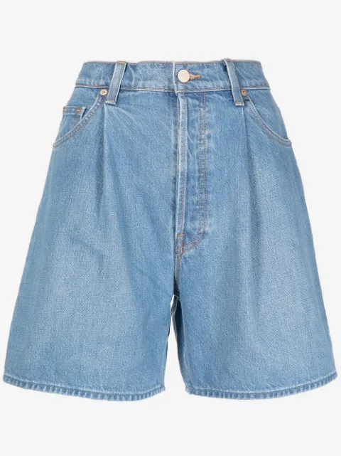 MOTHER The Fun Dip pleated denim shorts