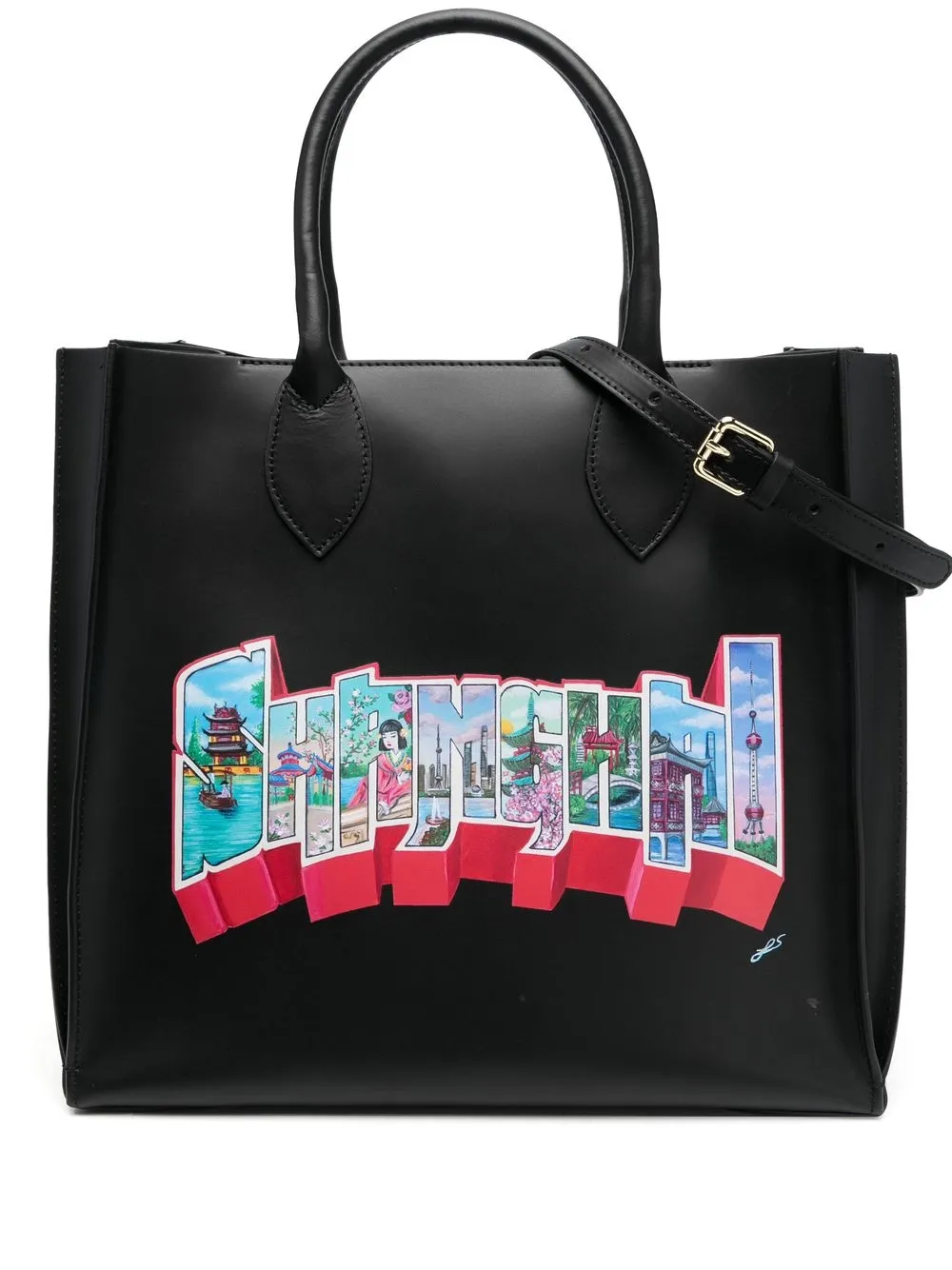 

Dee Ocleppo large Shanghai-print tote bag - Black