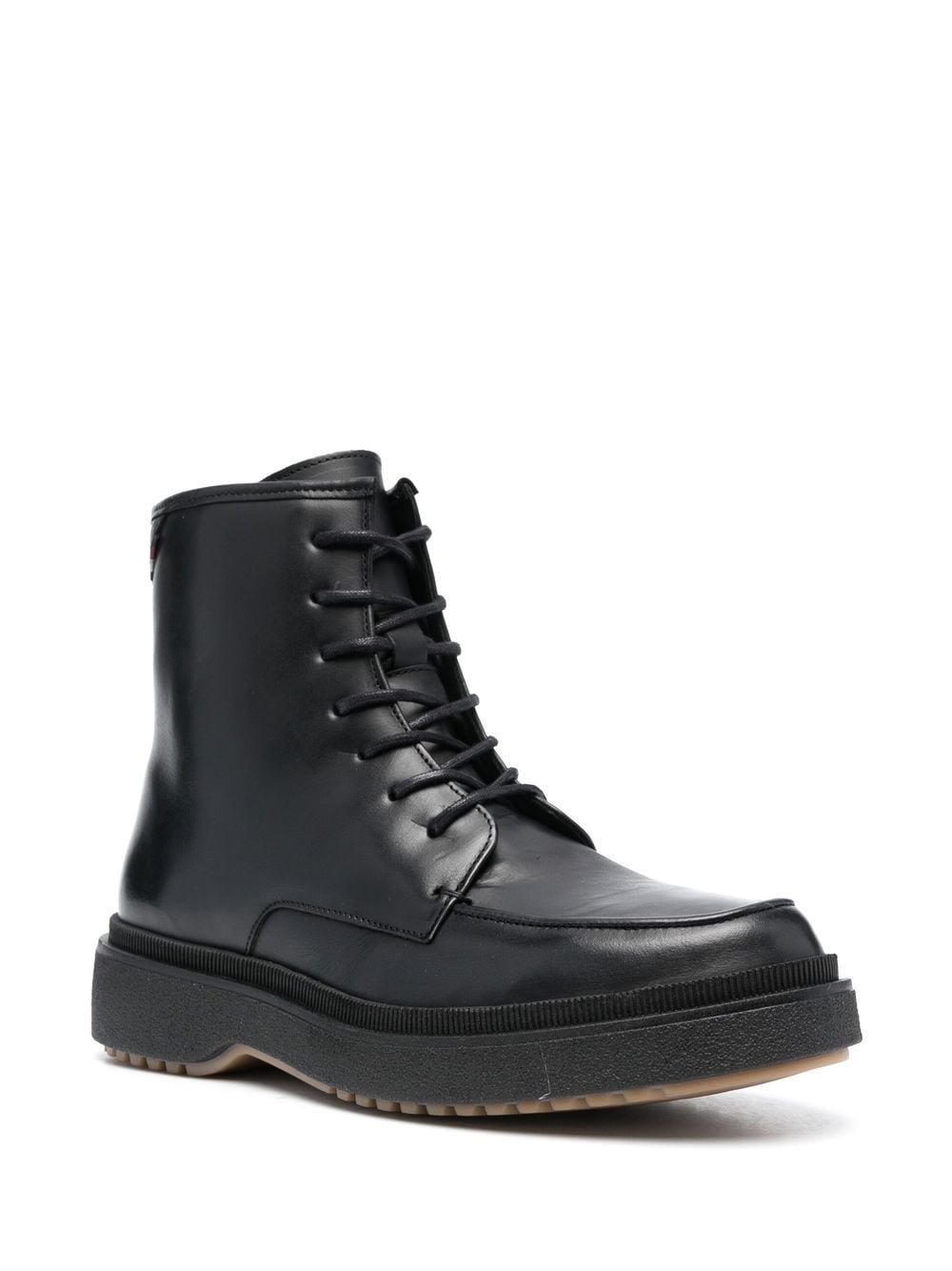 Shop Tommy Hilfiger Lace-up Leather Ankle Boots In Black