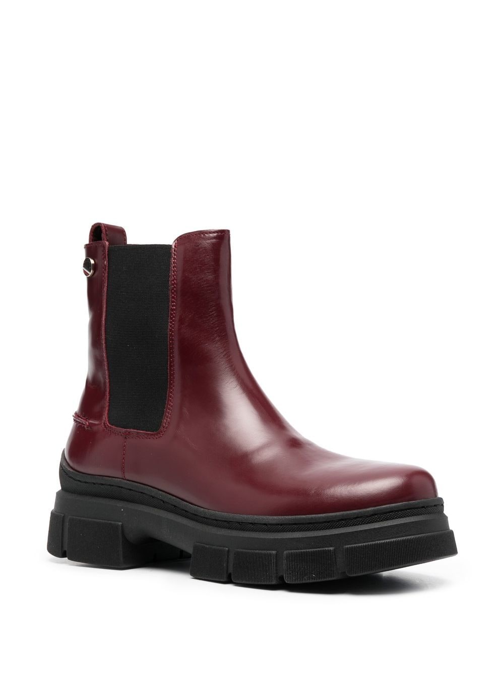 Shop Tommy Hilfiger Chunky-sole Leather Chelsea Boots In Red