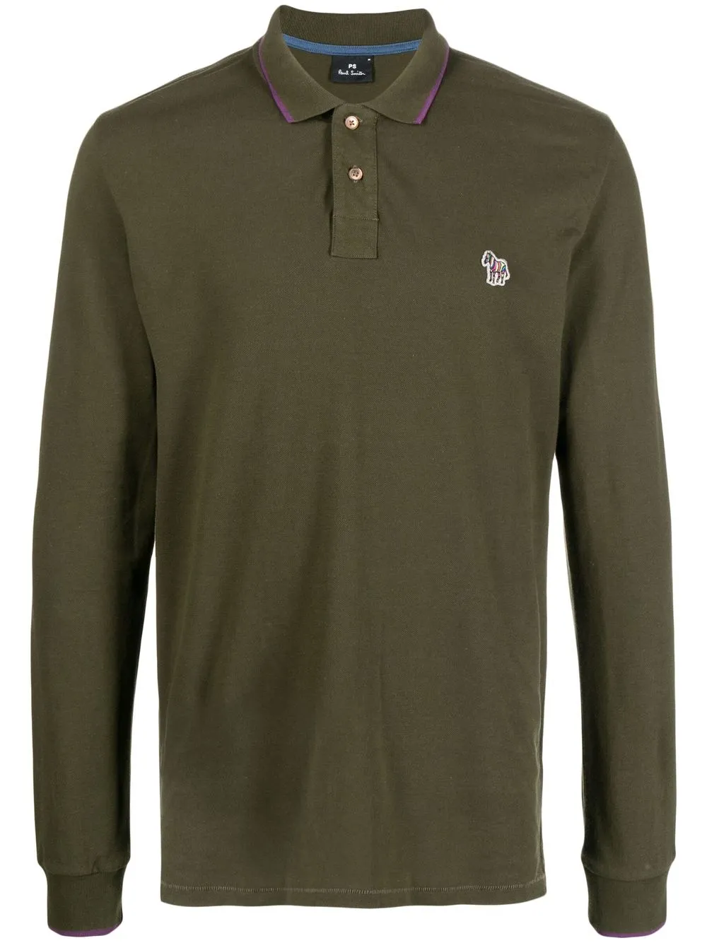 

PS Paul Smith zebra-patch long-sleeve polo shirt - Green