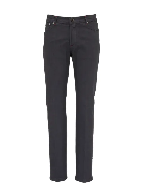 Kiton logo-patch jeans