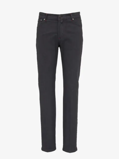 Kiton logo-patch jeans