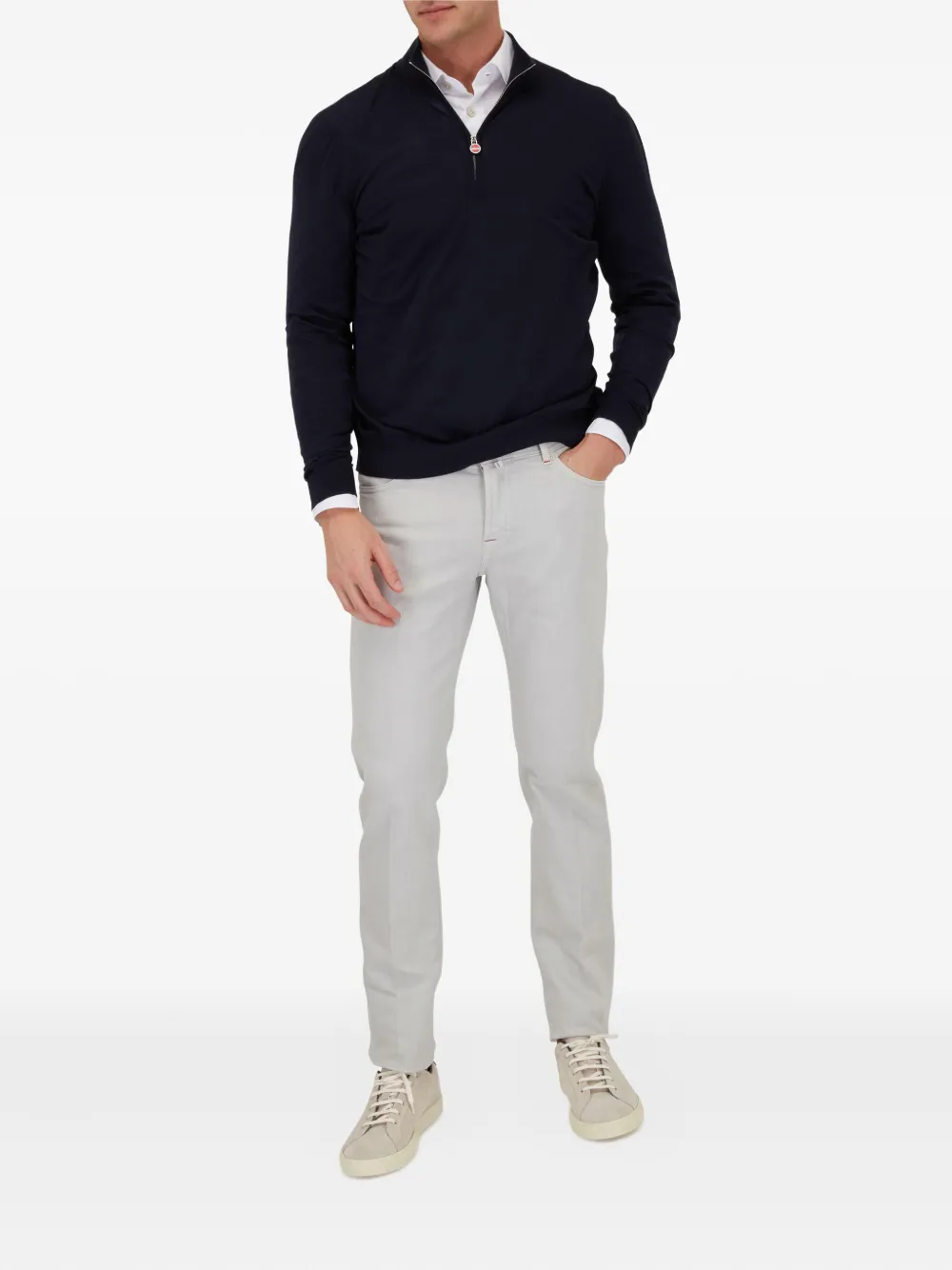 Kiton Jeans met logopatch Grijs