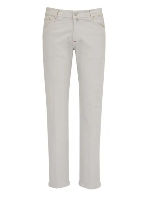 Kiton logo-patch jeans