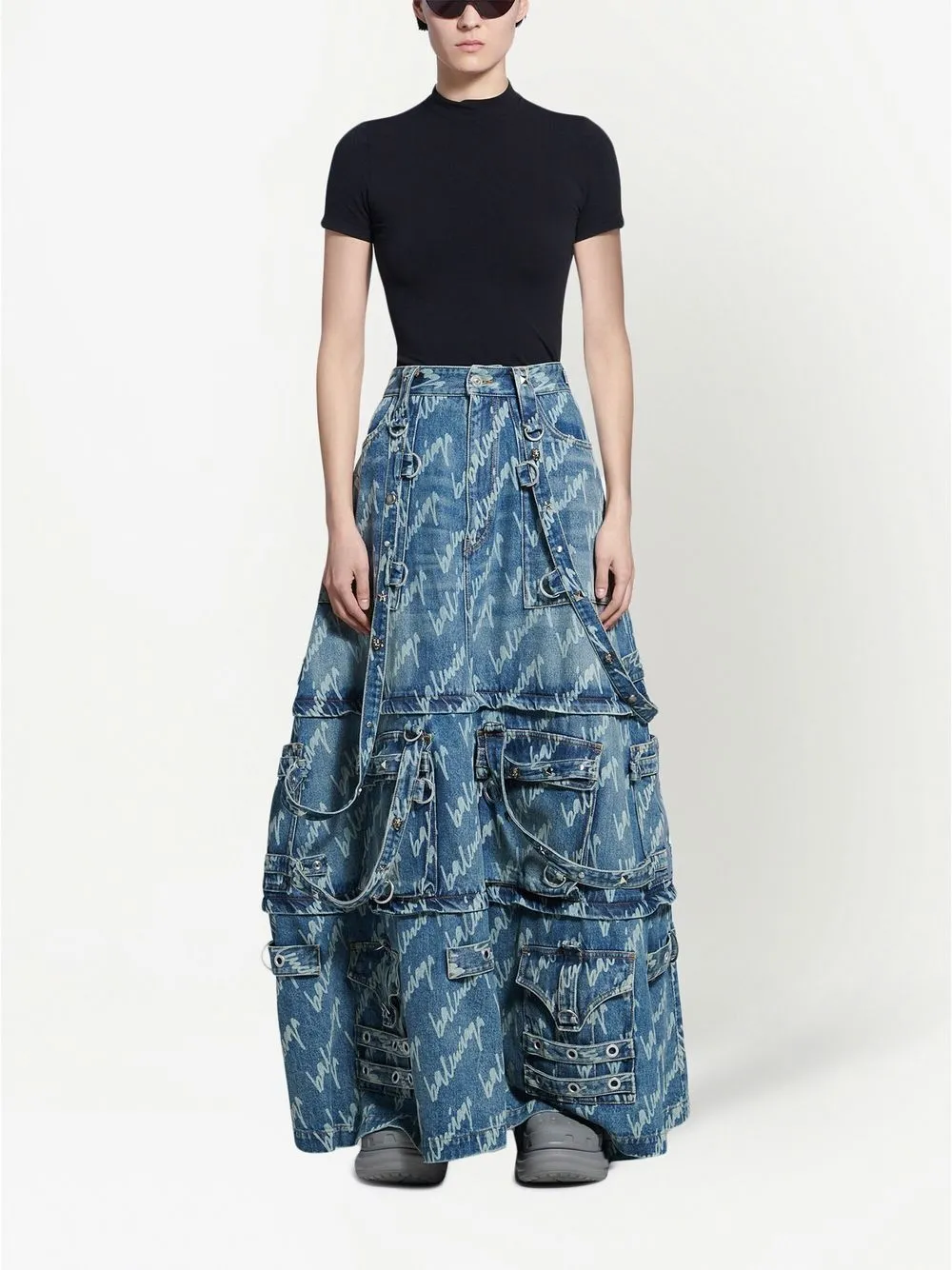Balenciaga Rok met logoprint - Blauw
