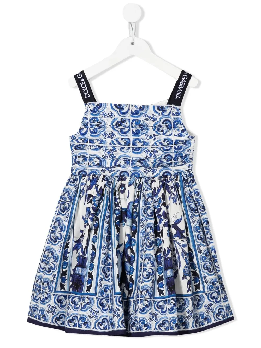 DOLCE & GABBANA MAJOLICA-PRINT POPLIN MINIDRESS