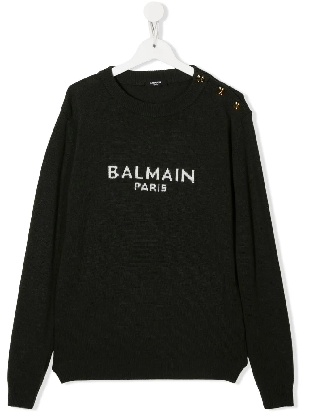 

Balmain Kids TEEN intarsia-knit logo jumper - Green