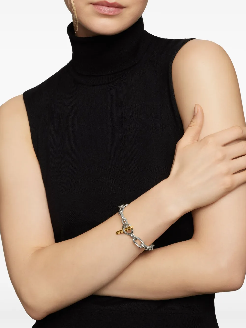  David Yurman Pulsera De Cadena Dy Madison Toggle De 11 Mm En Oro Amarillo De 18 Ct Y Plata De Ley - Plateado 