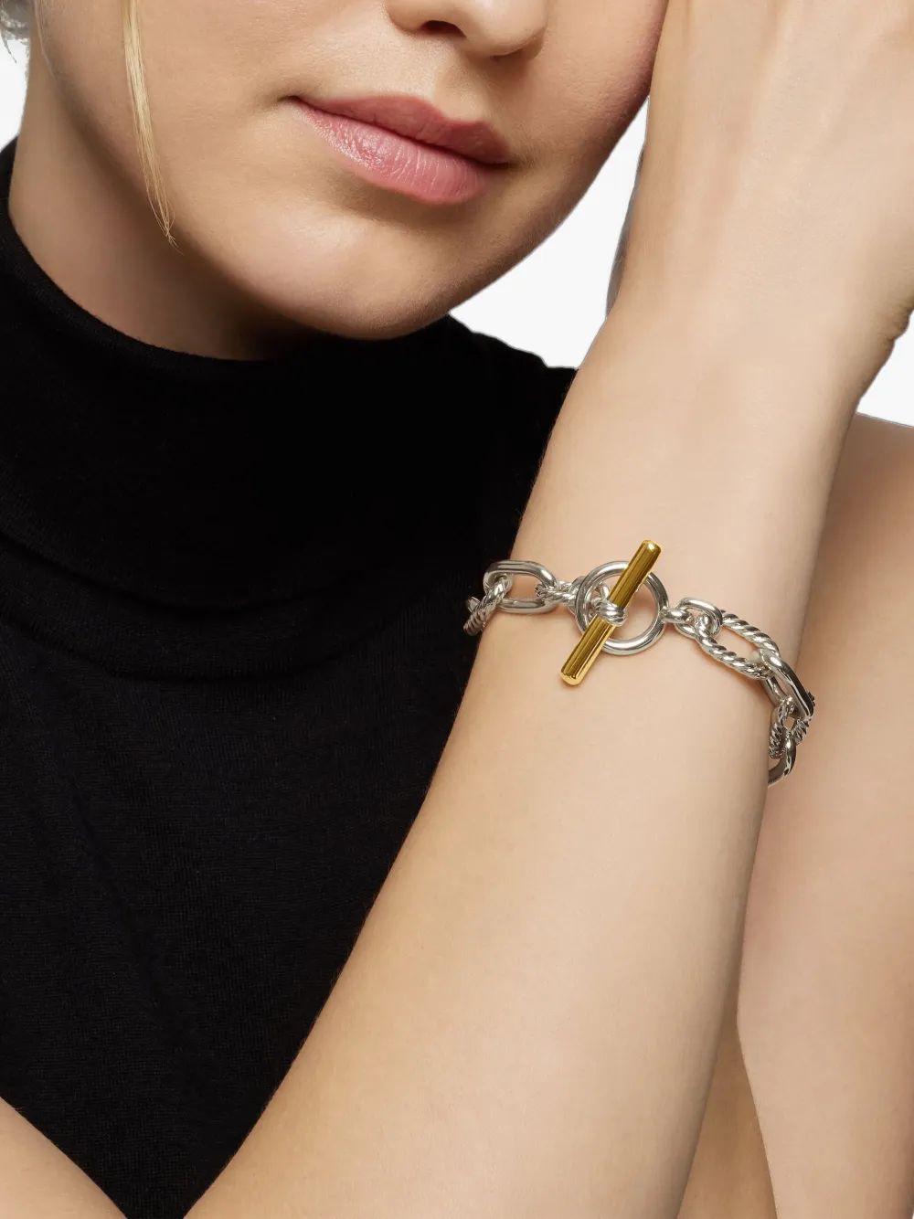  David Yurman Pulsera De Cadena Dy Madison Toggle De 11 Mm En Oro Amarillo De 18 Ct Y Plata De Ley - Plateado 