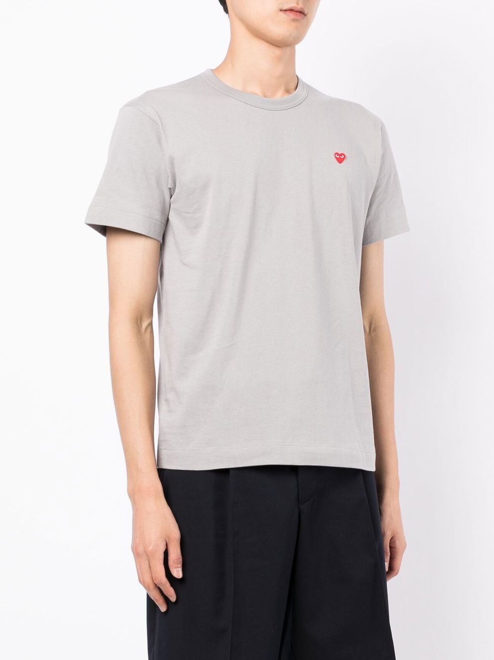 Shop Comme Des Garçons Play Logo-patch Short-sleeve T-shirt In Grey