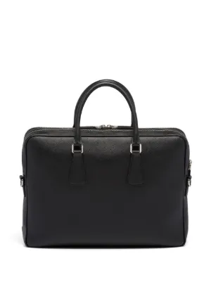 Prada サフィアーノレザー ビジネスバッグ | ブラック | FARFETCH JP