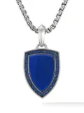 David Yurman sterling silver Shield lapis and sapphire amulet