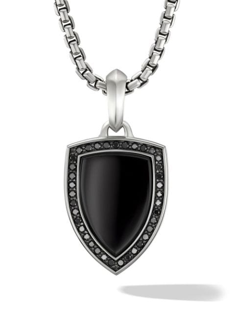 David Yurman - sterling silver Shield onyx and diamond amulet