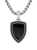 David Yurman sterling silver Shield onyx and diamond amulet