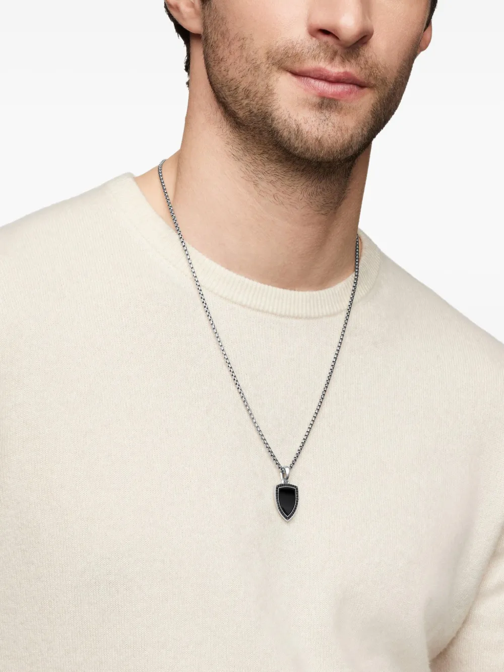 David Yurman sterling silver Shield onyx and diamond amulet | Image 2
