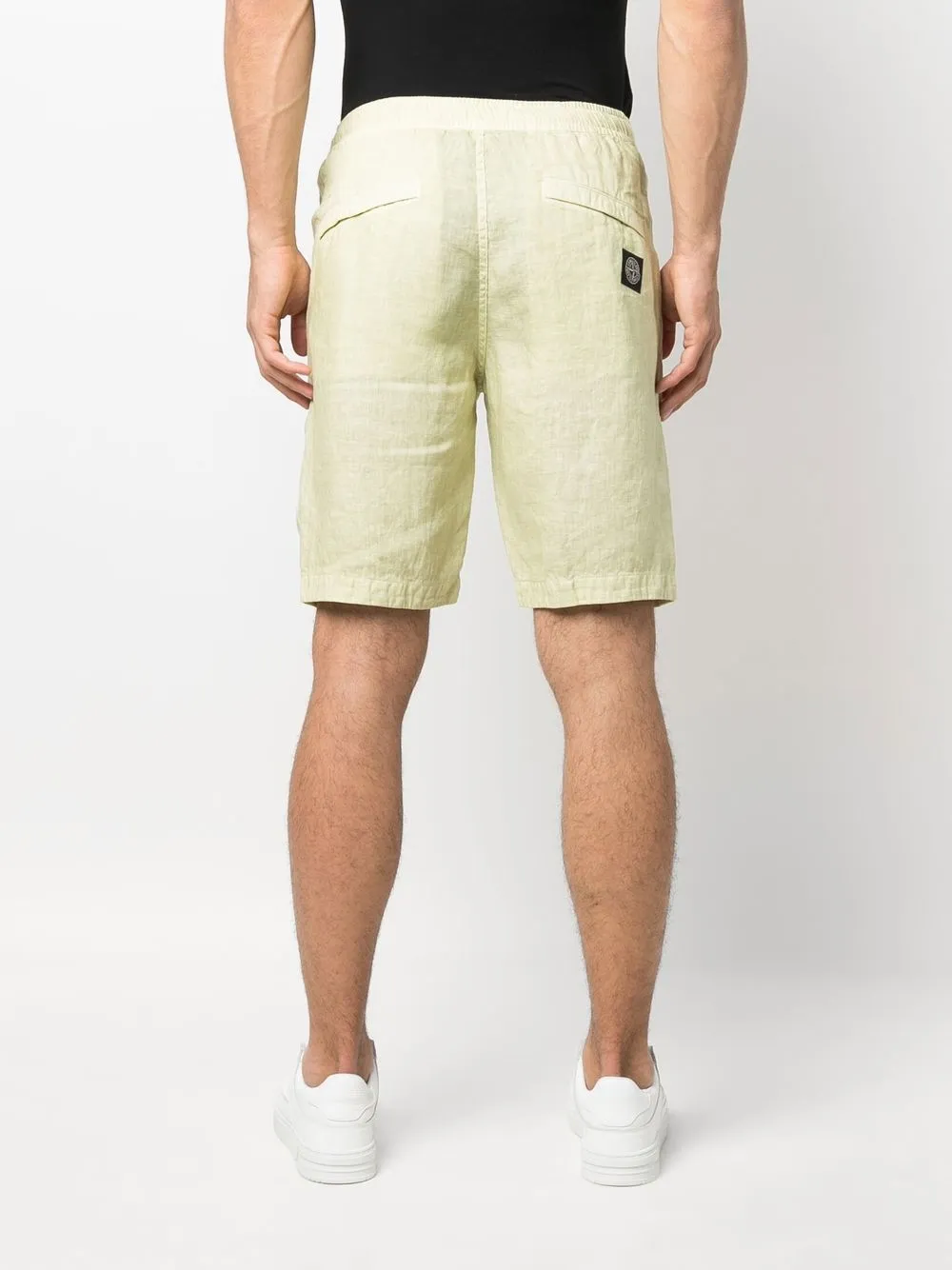Stone Island Linen Bermuda Shorts In Grün ModeSens