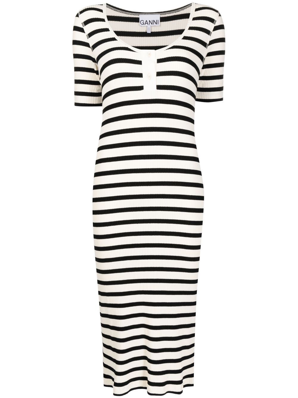 GANNI Striped Cotton midi-dress - Farfetch