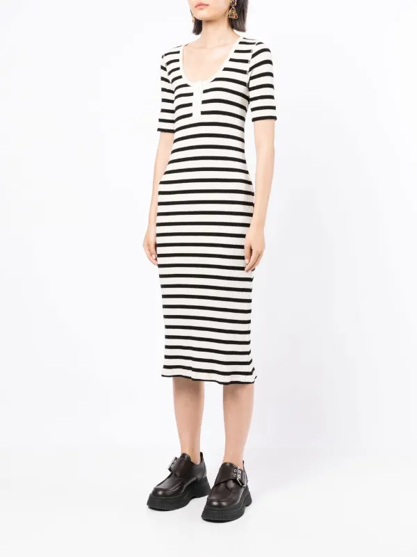 GANNI Striped Cotton midi-dress - Farfetch