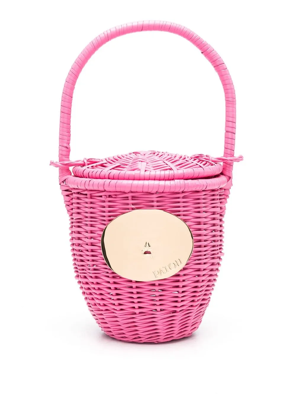 

Patou logo-plaque wicker bucket bag - Pink