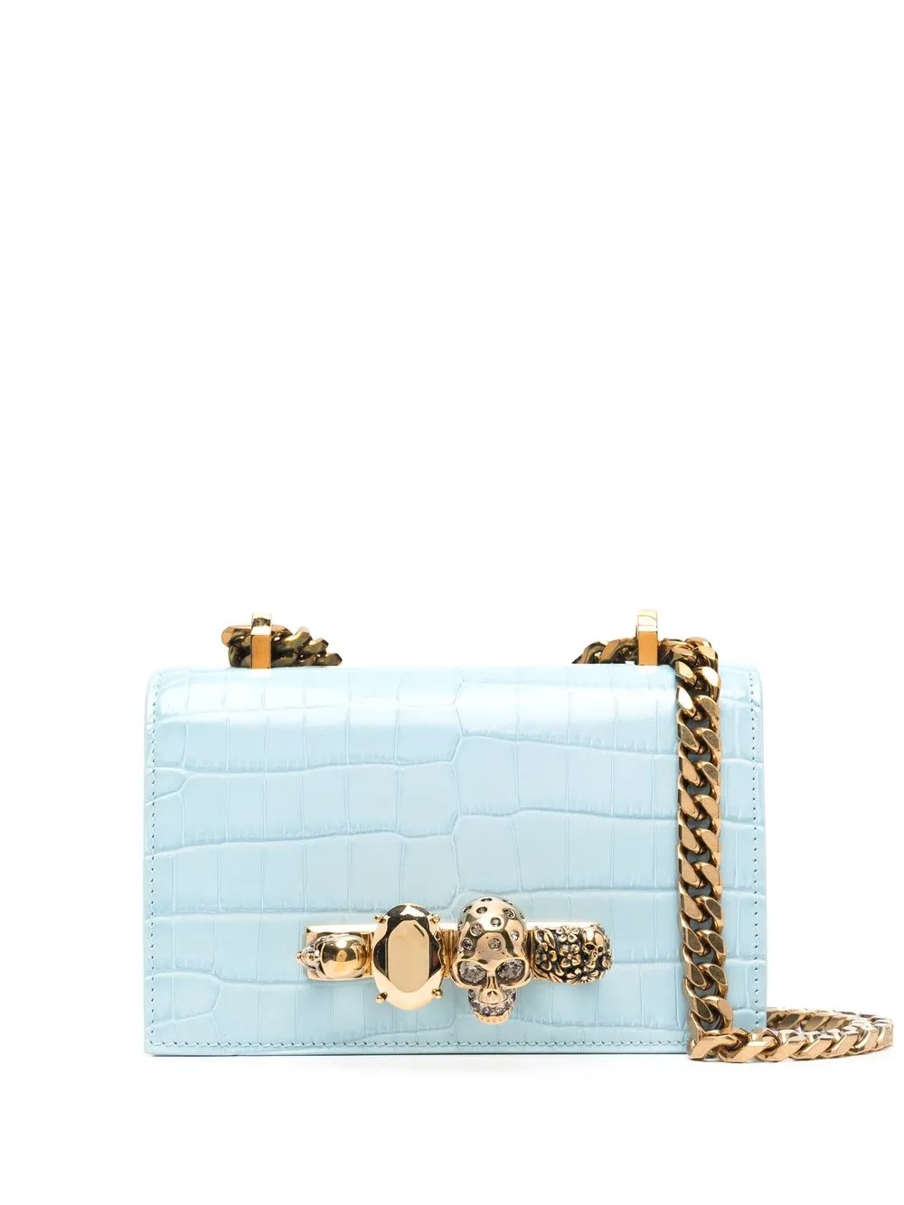 

Alexander McQueen bolsa crossbody con dije de calavera - Azul