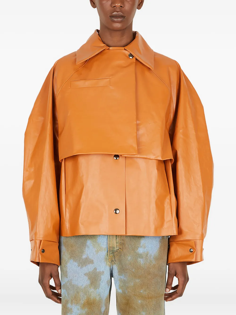 KASSL Editions layered leather trench coat | Orange | Image 1