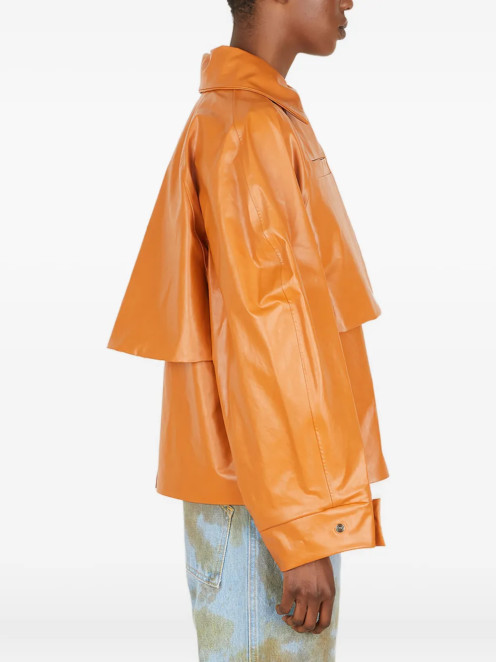 KASSL Editions layered leather trench coat Oranje