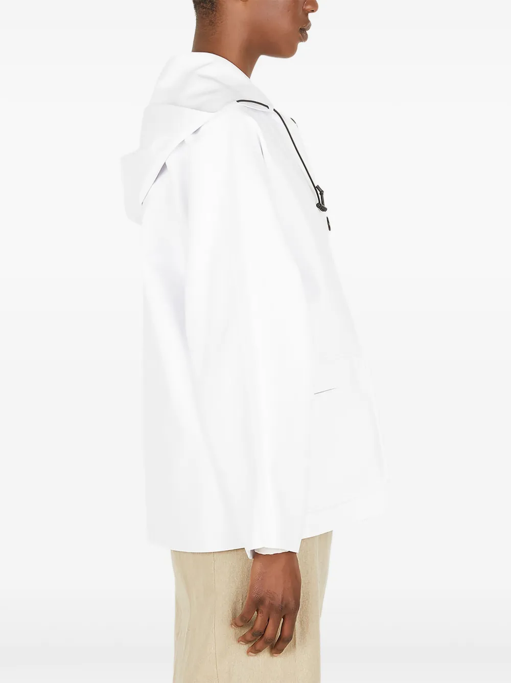 Kassl Editions Sailor Hooded Button Raincoat In White