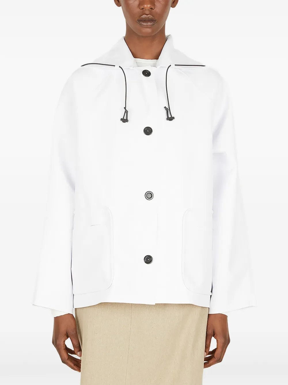 KASSL Editions Sailor hooded button raincoat | White | Image 1