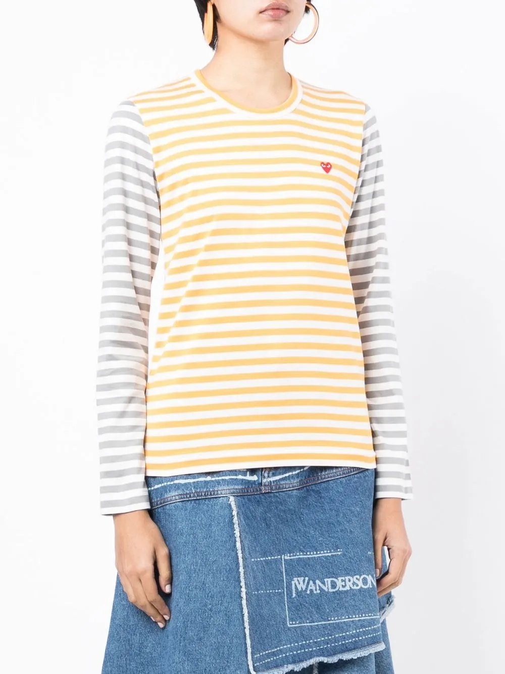  Comme Des Garçons Play Langarmshirt Mit Zwei Farben   Gelb 