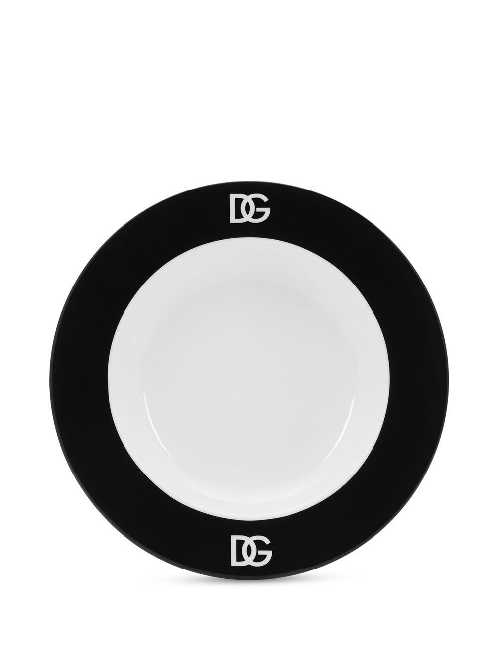Shop Dolce & Gabbana Logo-print Porcelain Soup Plates (set Of 2) In White