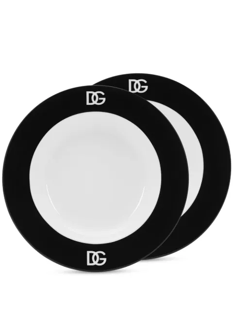 Dolce & Gabbana logo-print porcelain soup plates (set of 2)