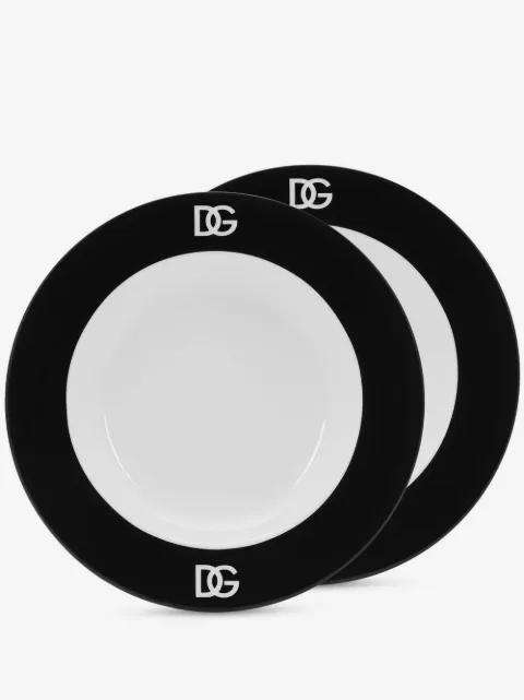Dolce & Gabbana lot de 2 assiettes à soupe en porcelaine à logo imprimé