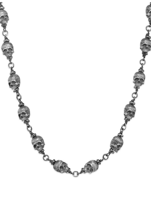 Mens sterling deals silver skull necklace