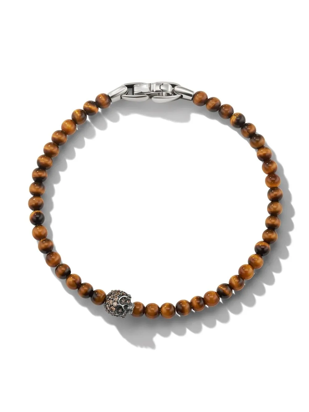 David Yurman Sterling Silver Tiger Eye And Diamond Bracelet In Silver