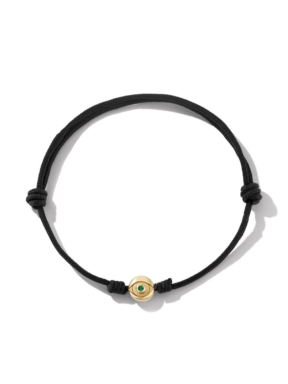 Shop David Yurman 18kt Yellow Gold Evil Eye Emerald Cord Bracelet