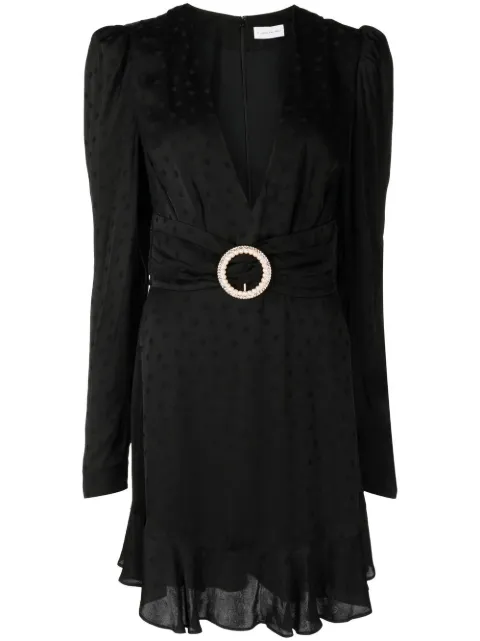 belted long-sleeve mini dress