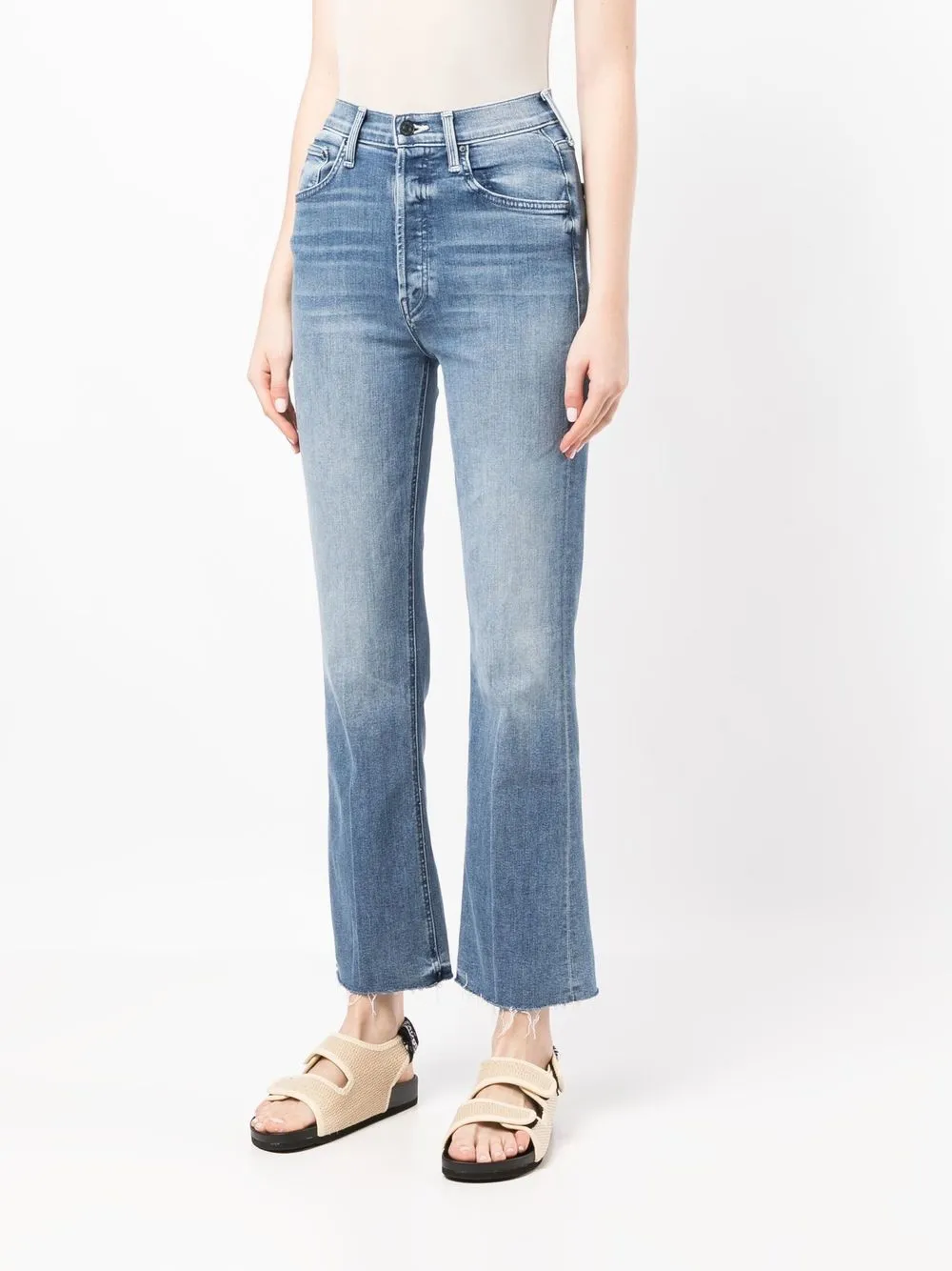 Mother cropped top flare jeans