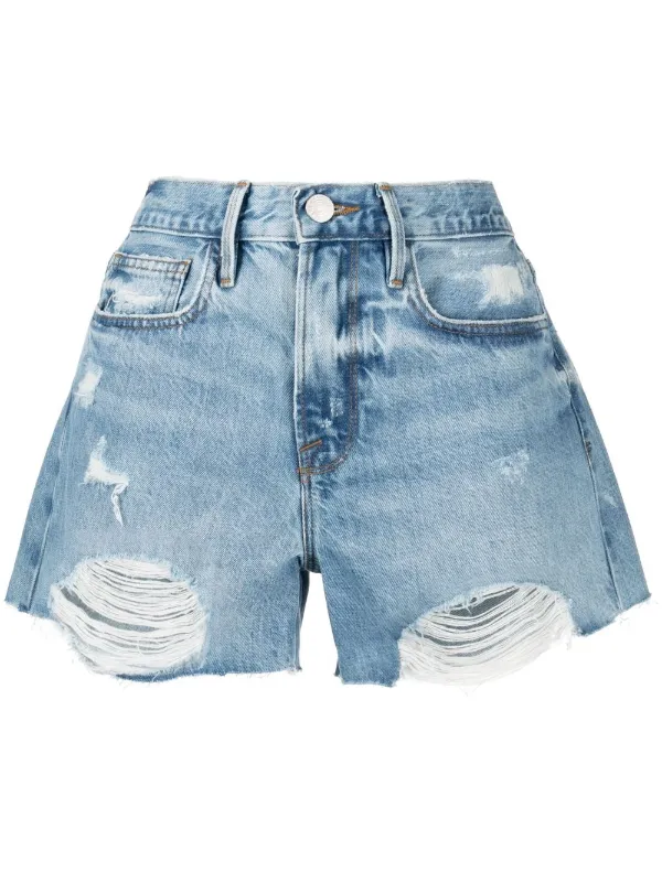 FRAME raw-cut Denim Shorts - Farfetch