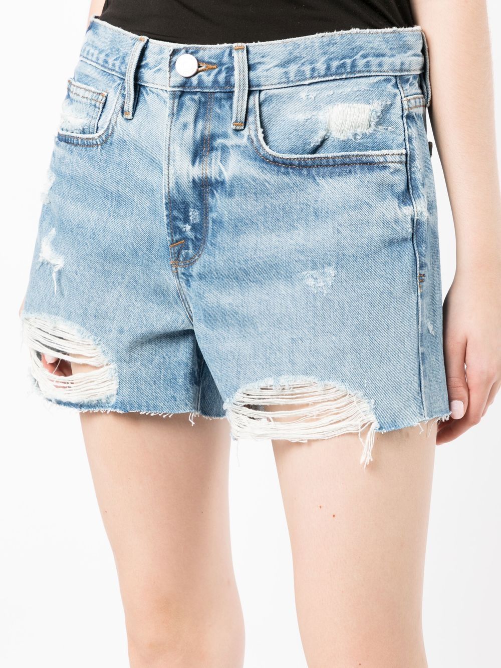 FRAME raw-cut Denim Shorts - Farfetch