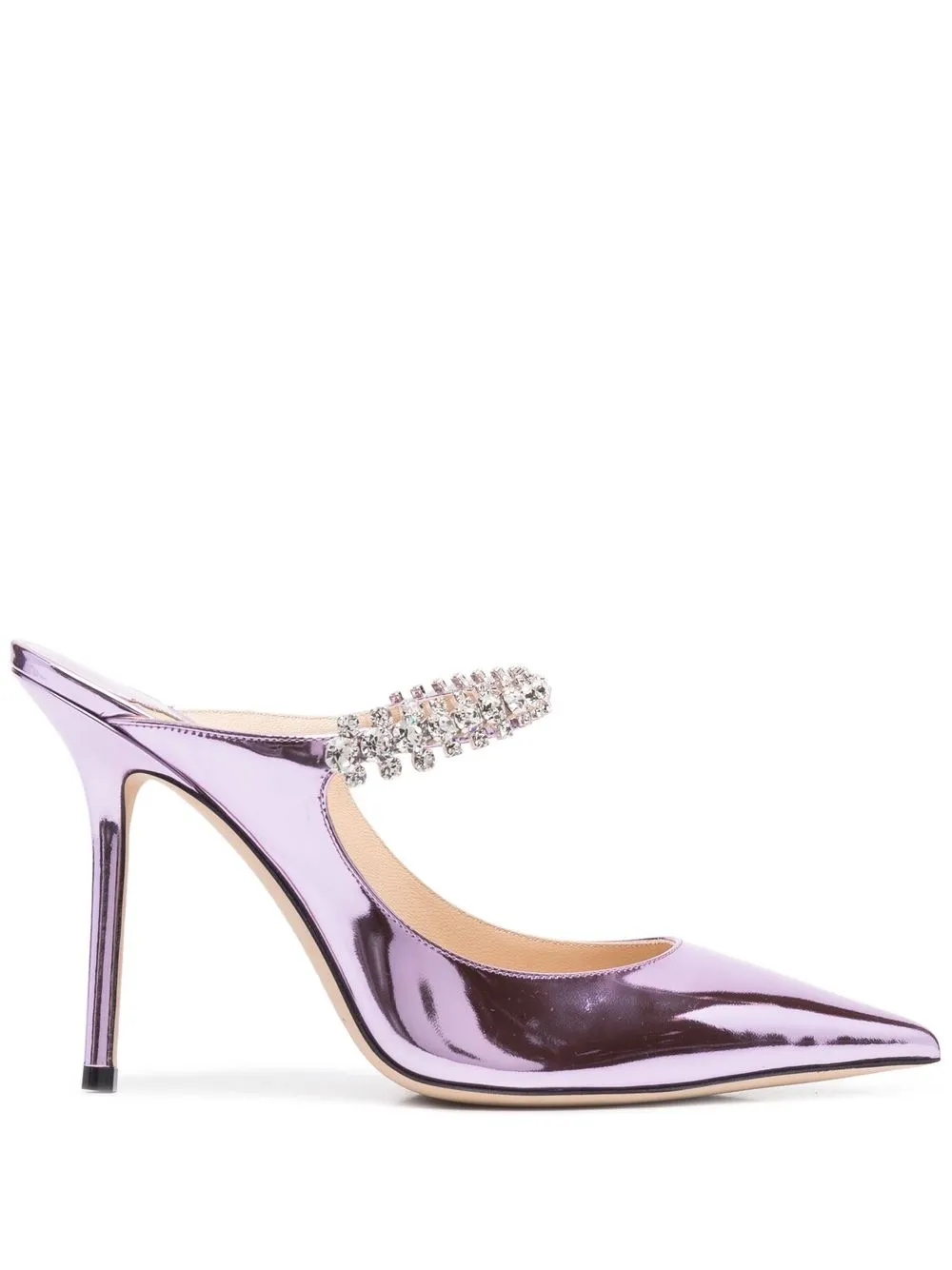 

Jimmy Choo Bing 100mm metallic leather mules - Pink