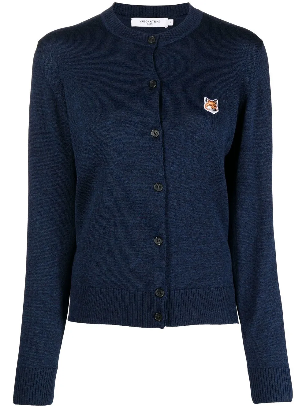 

Maison Kitsuné logo-patch crew neck cardigan - Blue