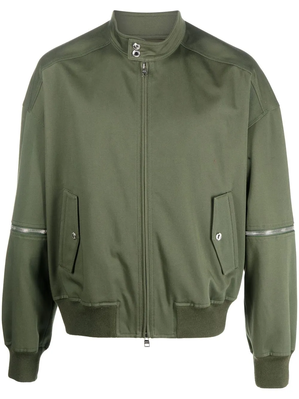 

Alexander McQueen ribbed-detail zipped bomber jacket - Green